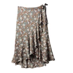 Max Studio Floral Ruffle Wrap Midi Skirt – Size M